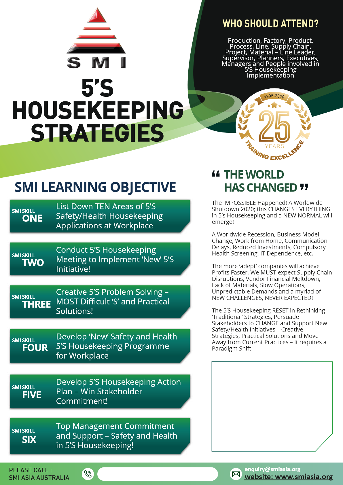 5’s Housekeeping Strategies SMI ASIA Australia